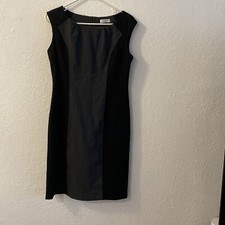 Calvin Klein Crew Neck Sleeveless Sheath Dress Gray & Black Color Block Size 6