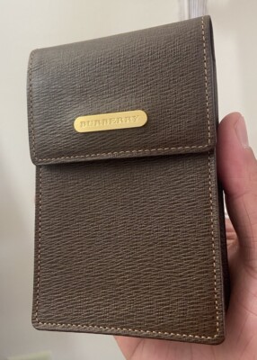 burberry cigarette case Burberry Brown Leather Cigarette Case Multi Accessory Pouch, Nova Check  Interior