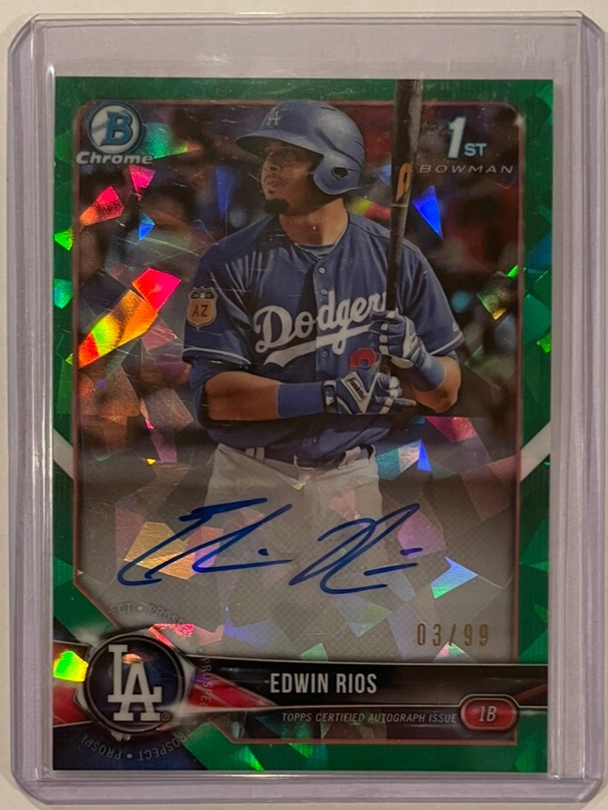 2018 Bowman Chrome Autographs Green ATOMIC Edwin Rios 1st Auto RC /99 ...