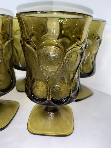 5 Vintage Retro Noritake Green Spotlight 6.5” Tall Ice Tea Footed Goblet Glass - Picture 2 of 10
