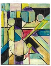 A TURN FOR THE WORSE abstract 8x10 wood original Vintage painting signed Crowell