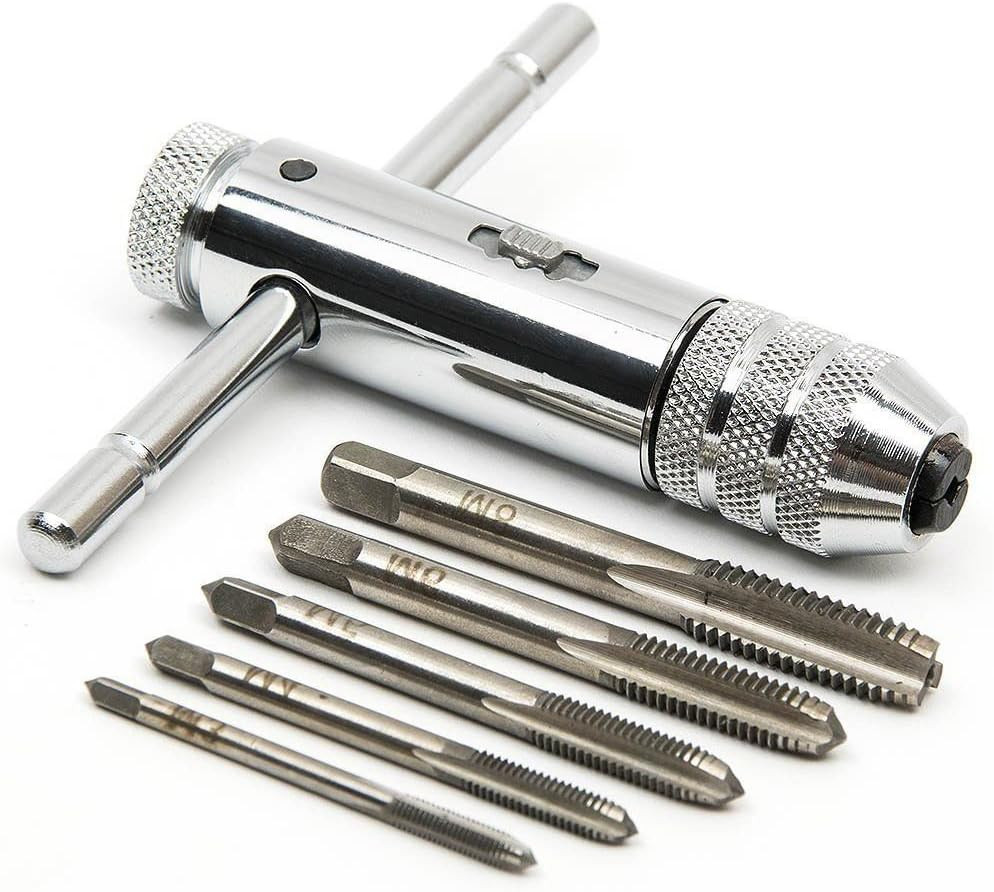 Maschi a Mano Set, 5 Pezzi Maschi per Filettare M3/4/5/6/8 HSS Maschi per Filett