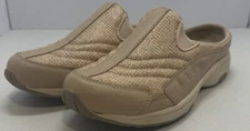 Easy Spirit Traveltime Sneaker Clog SZ 9.5M Tan Beige Slip On Tan Raffia