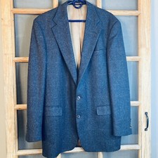 Evan-Picone Men's Wool Blazer, USA Union, Navy Tweed, No Size Tag 44