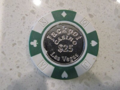 $25 JACKPOT CASINO Las Vegas Nevada Green White + FREE Mystery Bonus Poker Chip