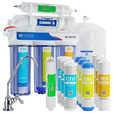 5 Stage Max Water Home Drinking Reverse Osmosis System With Total 15 RO filters