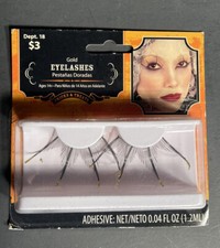 Gold False Eyelashes Halloween Costume Party Accessory 1 Pair Thick Colored