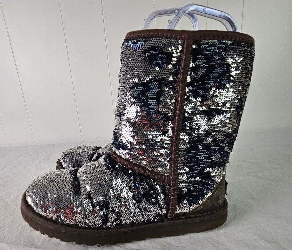 UGG Sparkling Sequins Size 8 Boots Purple Silver … - image 1