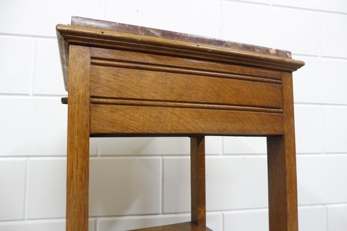 Armoire de chevet ancienne française en bois table de chevet table de chevet haut marbre années 1920 - Photo 7 sur 15