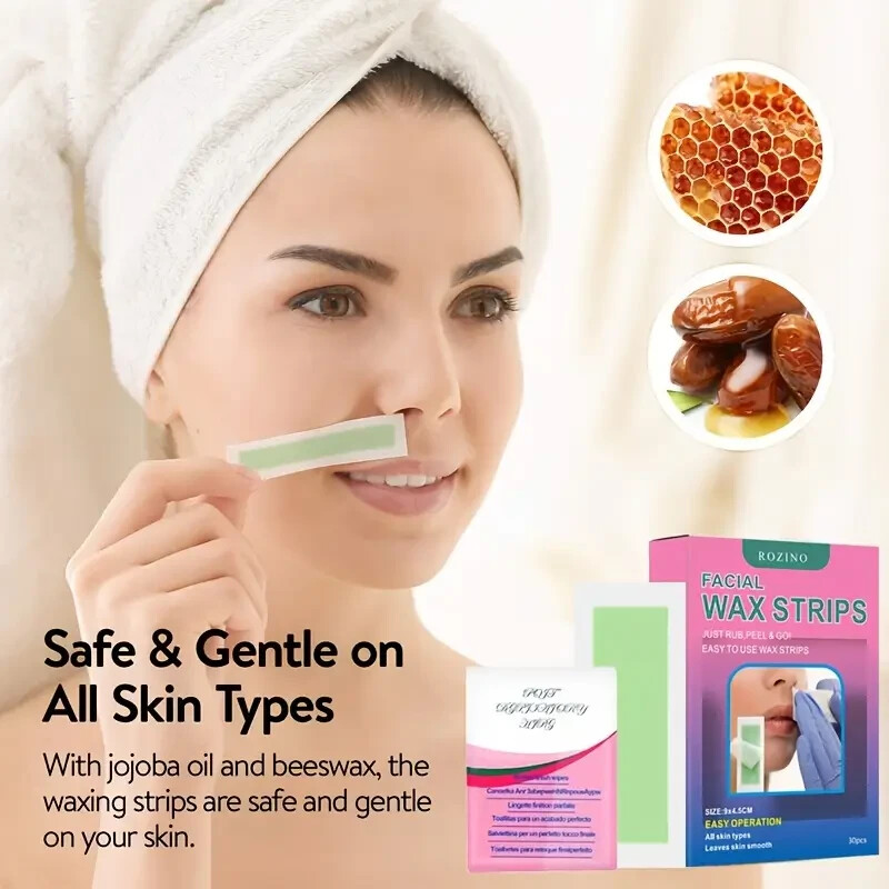 Facial Wax strips for Hair Removal Woman's face & lips- 30strips & All Skins ty