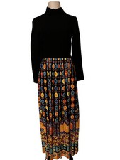 Vintage Chad L. Lewis Women’s Size 4  Hollywood Colorful Black Maxi Dress EUC