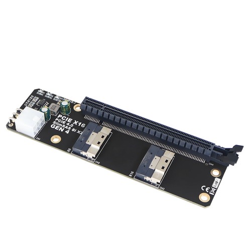 2Port SlimSAS 8i x2 to PCIe4.0 x16 Slot Adapter GEN4 for Network Card 6Pin Power - Picture 3 of 9