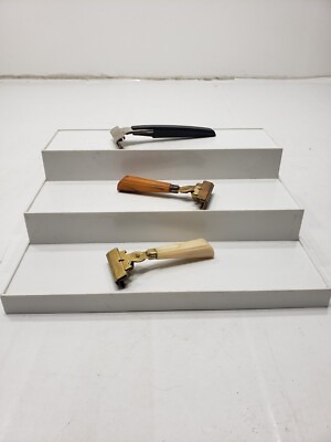 Lot of 3 Vintage Schick Injector Eversharp Razors Shavers Gold Tone Black USA