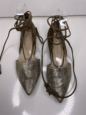 KENNEL & SCHMENGER Tassel And Lace Flat MetAllic Tan Suede Flat Shoe $240 Sz 7