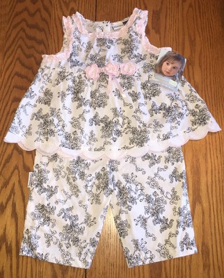 NEW! VITAMINS KIDS 2 Pc White & Black Print Cotton OUTFIT, Size 24 months, NWT