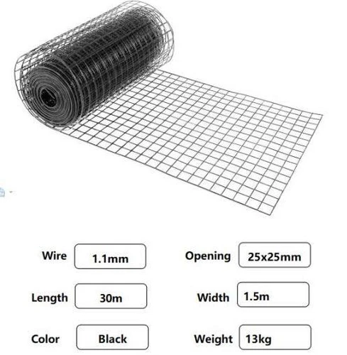 Welded Wire Mesh Animal Fence Fencing Dog Pen Pet 30m Roll 1.5mH Black 25x25 - Picture 6 of 8