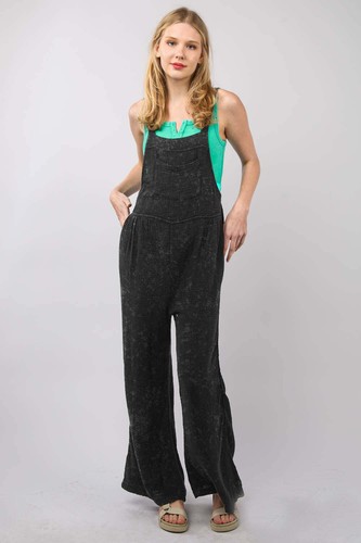 VERY J Texture Washed Wide Leg Overalls - 第 6/6 張圖片