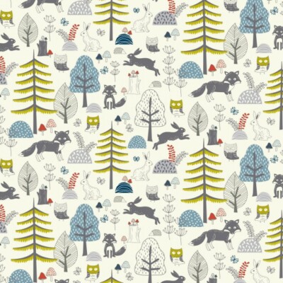 Nutex Wildwood Baumwollstoff süßer Fuchs Hase Patchwork Quilten Bastelstoff
