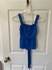 dance costume blue sequin  top medium child