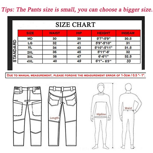 Men's Work Cargo Pants Tactical Combat Pants Outdoor Hiking Waterproof Trousers - Afbeelding 4 van 34