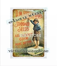 D.M. Ferry Seeds farm ranch barn metal tin sign home accent stores plaque