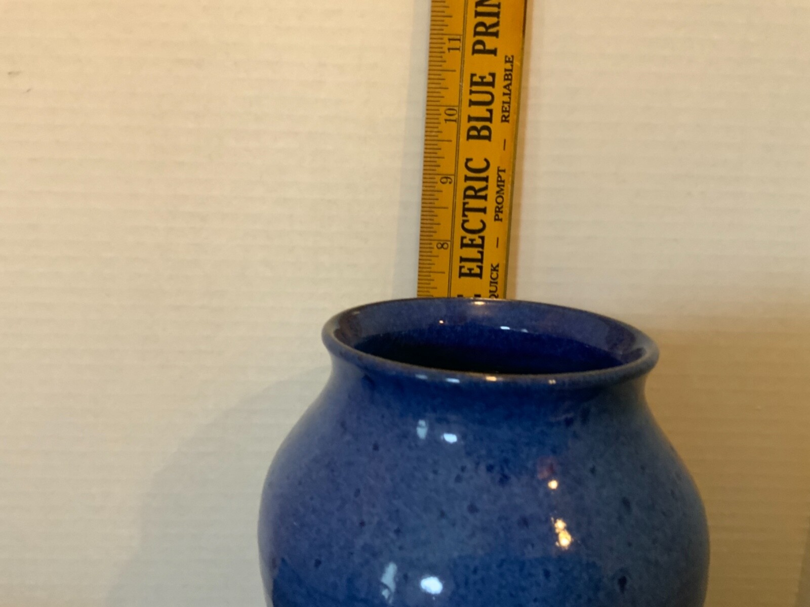 VINTAGE MARKED SIGNED ART STONEWARE glazed pottery vase speckled blue ...