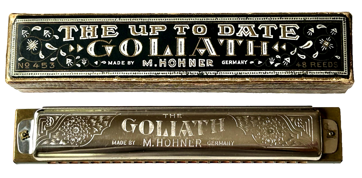 1920's M. Hohner GOLIATH #453 Harmonica Key of C 48 Reeds + Orig