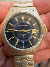 Sergio Valente Quartz Blue Dial Two-Tone Men's Watch P-1AAB1 PC32 Date 36mm