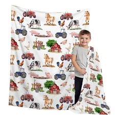 Farm Animal Baby Blanket,Farmhouse Barn Neutral Baby Blanket for Boy