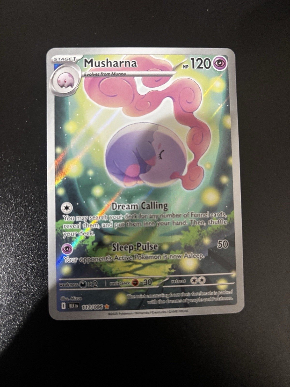 Pokémon TCG Musharna 117/086 Black Bolt Illustration Rare NM CONDITION