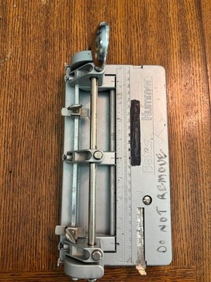 Vintage GBC Bates Hummer 3 Three Hole Punch Heavy Duty Adjustable Works