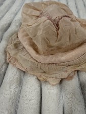 Vintage Pink Baby Bonnet   1920s Silk  Sheer Organdy with Embroidered Trim