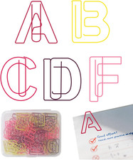 52 Pcs Stainless Steel Paper Clips - Alphabet Letter Clips for Office & School w