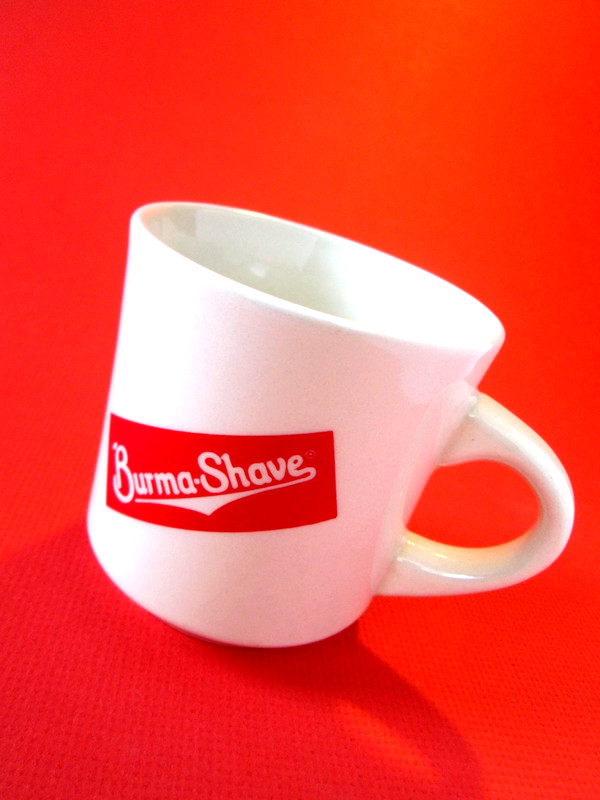 Vintage Burma-Shave Coffee Shaving Mug Pristine Red + White