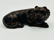 Statua Netsuke in bosso giapponese tigre firmata vintage (k431)