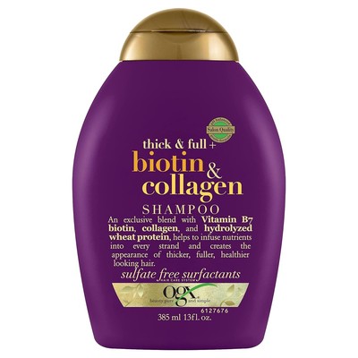 OGX Thick & Full + Biotin & Collagen Volumizing Shampoo, Nutrient-Infused Hair S