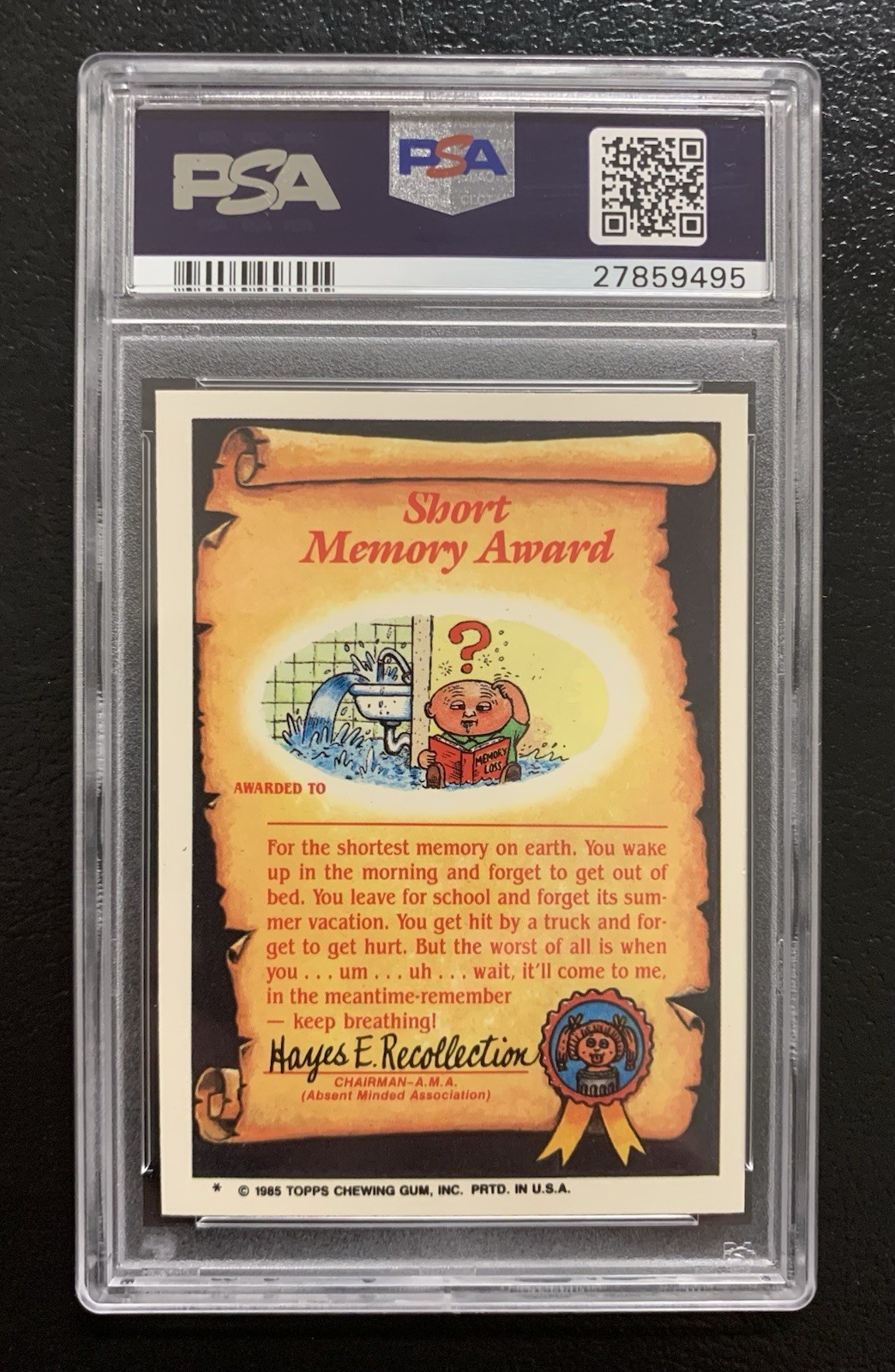 1985 Garbage Pail Kids OS2 Fryin’ Ryan 54a PSA 10 GEM MINT-RARE GLOSSY CARD! TWT view 2