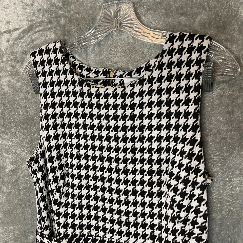 Vestido midi elástico con cinturón línea A mono pata de gallo clásico de Calvin Klein para mujer 10 Foto 3 de 4