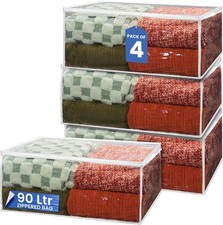 Blanket Storage Bags 90 L Pack Of 4 Zippered Large Clear Plastic Storage Bag