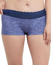 Maidenform Womens Cotton Dream Boyshort with Lace, Stone Crush Navy Leo SZ 8 NWT