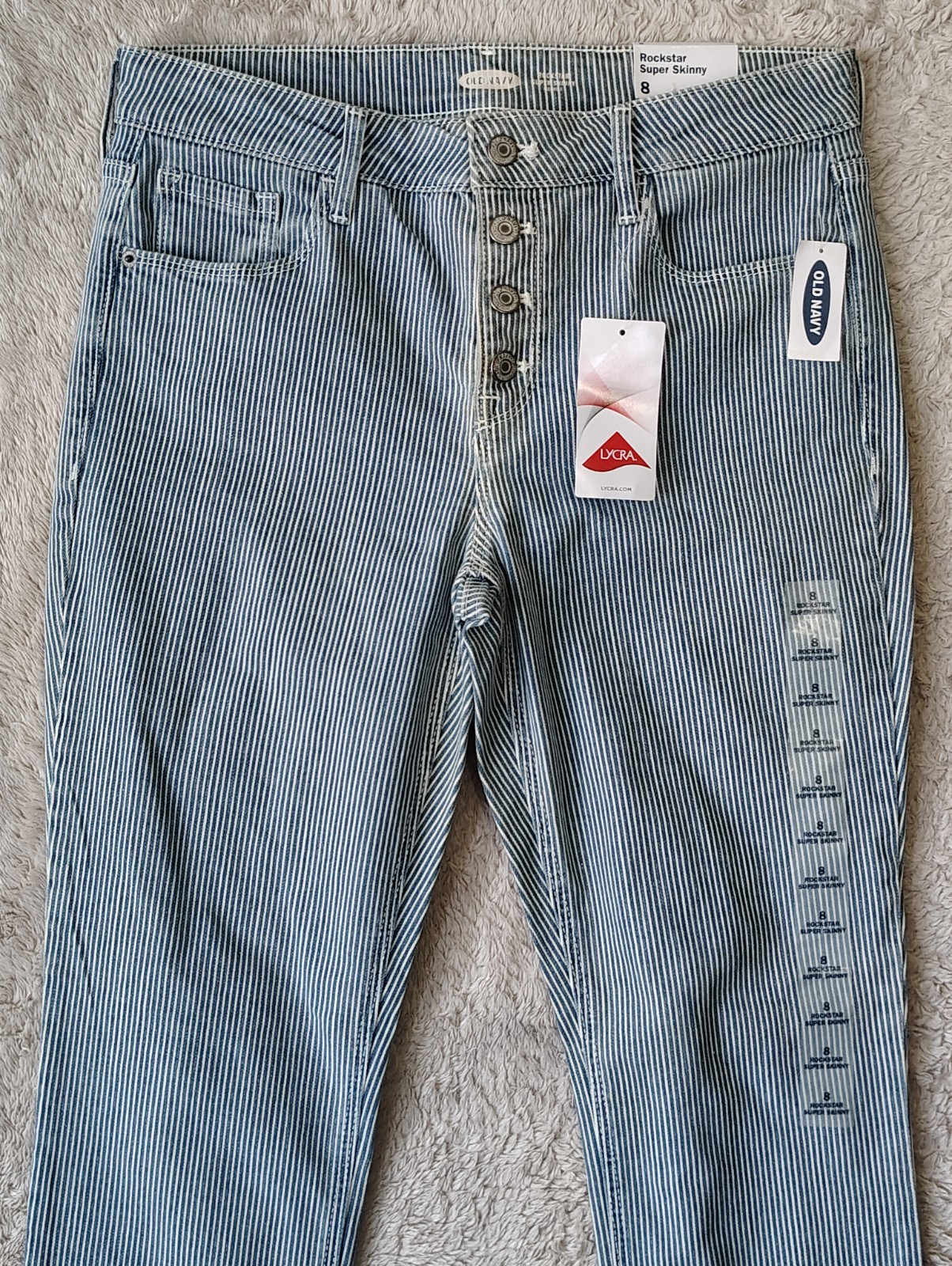 Old Navy Jeans 8 Womens Regular Size Blue.  Rockstar Super Skinny, Mid Rise. NWT