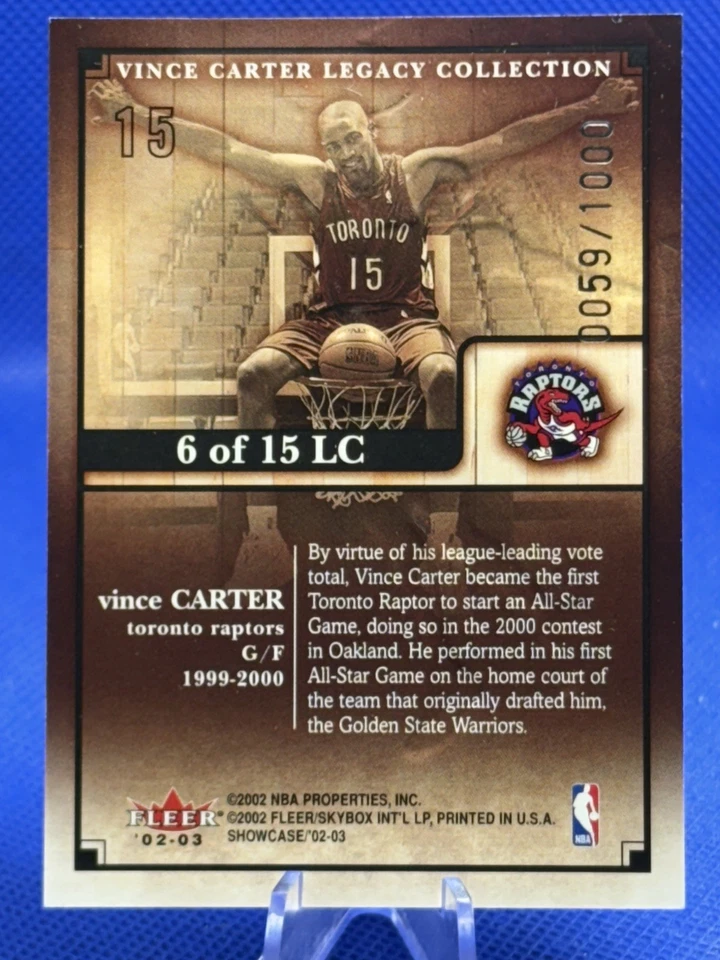 (5) 2002-03 Fleer Showcase Vince Carter Vince Carter Legacy Collection #/1000 - Image 4 of 4