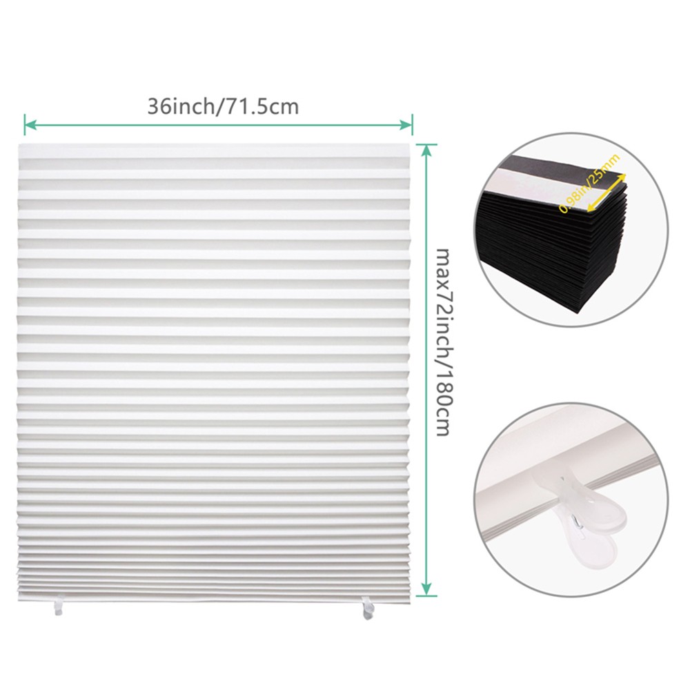 6 Pack Light Filtering Pleated Paper Shades Window Blinds Sun UV Block, 36"x72"
