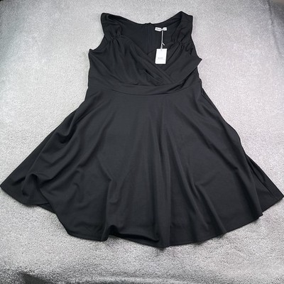 NEW Grace Karin Dress Womens 3XL Black Surplice Ruched Fit Flare Cocktail NWT
