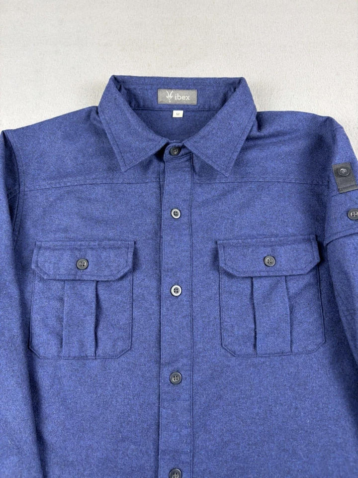 Ibex Shirt Men’s Medium Blue Merino Wool Blend Long Sleeve Button Up Hiking - Image 2 of 4