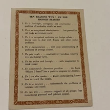 Presidential Campaign Volunteer Membership Card Harold Stassen 1948