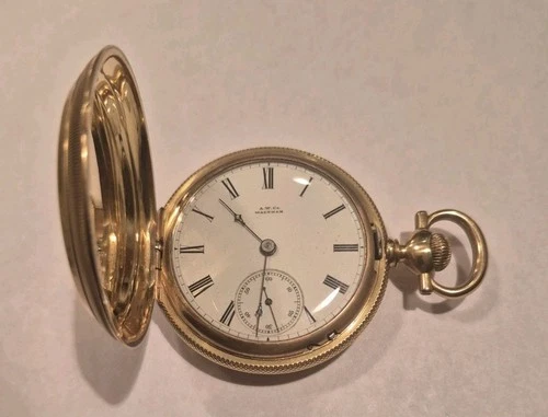 RARE 18K Gold Antique Waltham 1877 18s 15J Lever Pocket Watch A.T. & Co. L@@K!