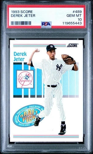 (A) 1993 SCORE #489 DEREK JETER ROOKIE CARD RC PSA 10 GEM MINT NY YANKEES