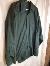 Arrow Men  s Dress Shirt Long Sleeve Button Up XXL 18 34/35 Dark Green Wrinkle Fr