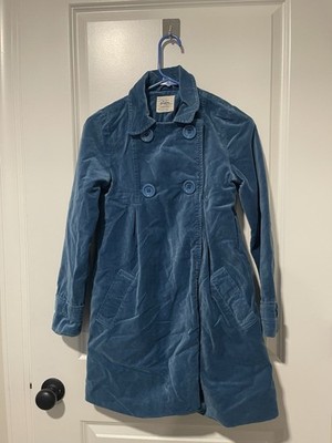 mini Boden Blue Velvet Jacket Girls Size 11-12Y Floral Lining 100% Cotton